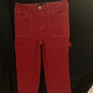 Mid-Rise Straight Leg Size 11 Red Pants Women’s Pants
